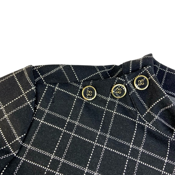 Jmclaughlin Long Sleeve Black Windowpane Mare Mockneck Dress - Picture 4 of 6